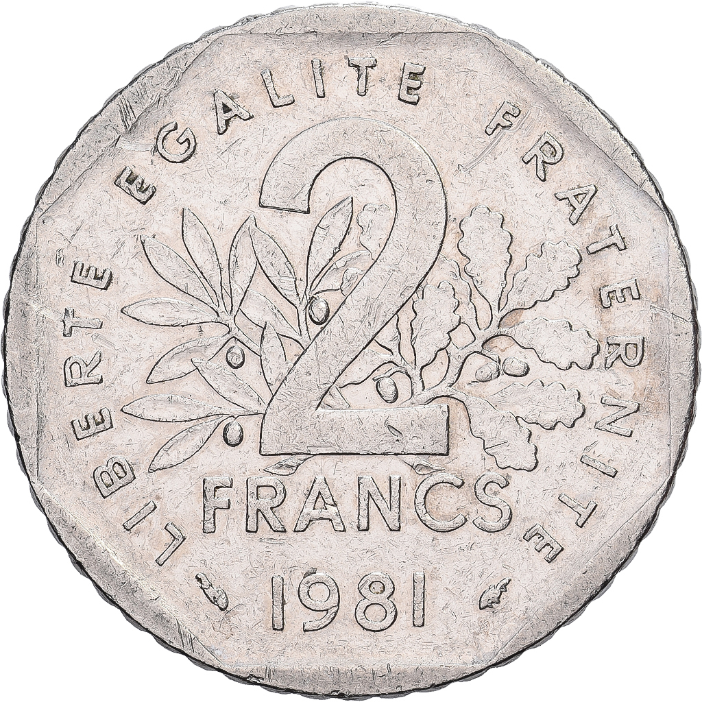 France, 2 Francs, Semeuse, 1981, Paris, Nickel, AU, Gadoury:547, KM:942.1