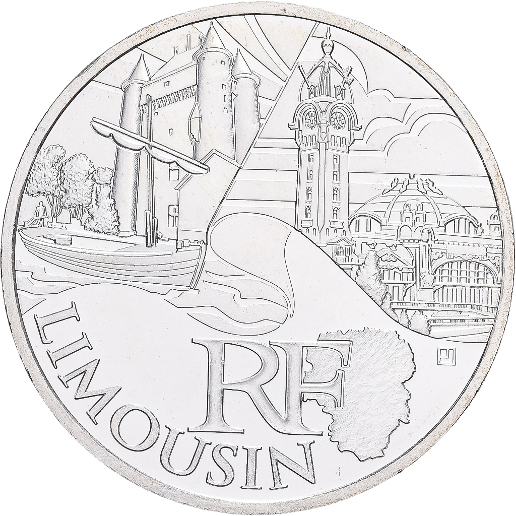 France, 10 Euro, Limousin, 2011, Monnaie de Paris, Silver, AU