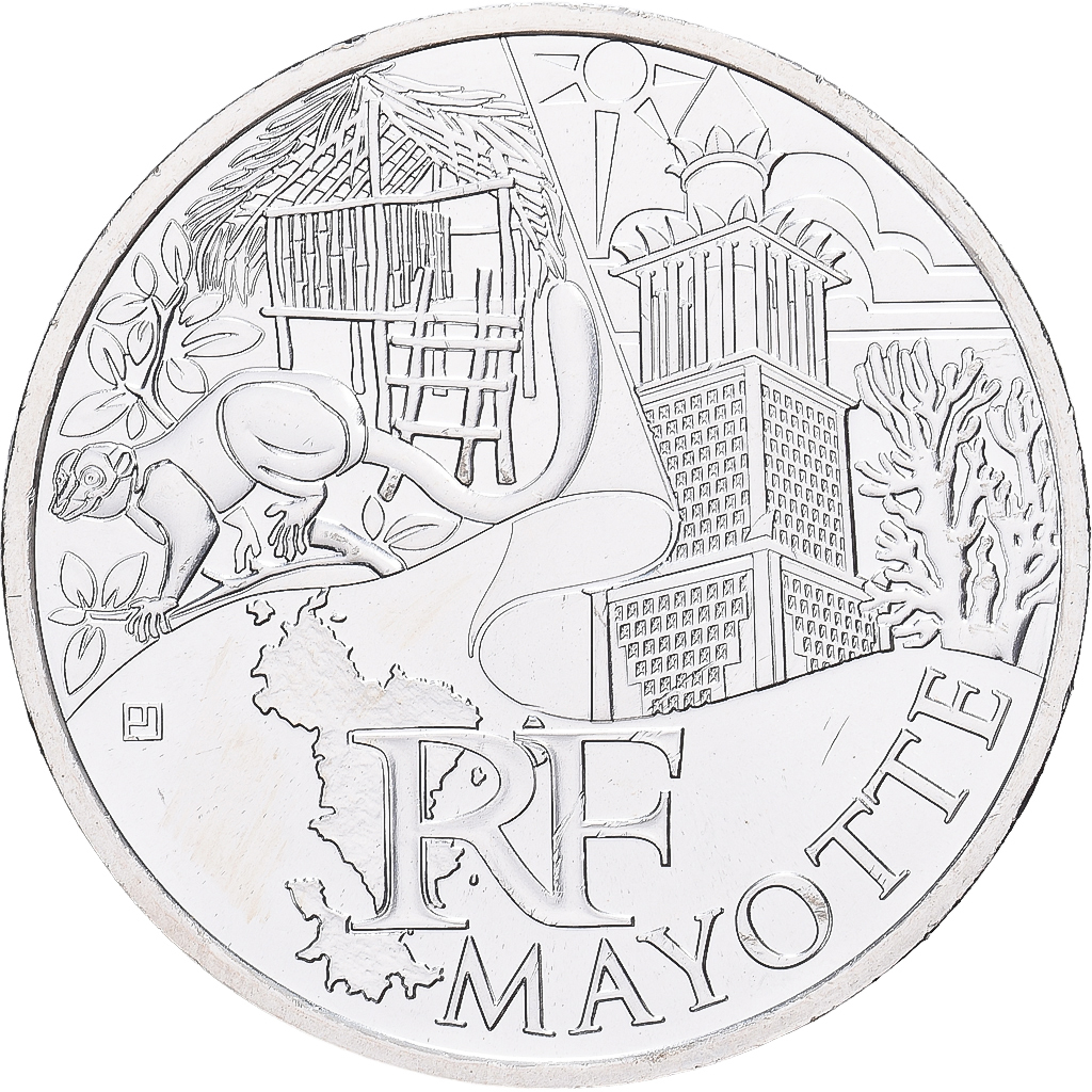 France, 10 Euro, Mayotte, 2011, Monnaie de Paris, Silver, AU