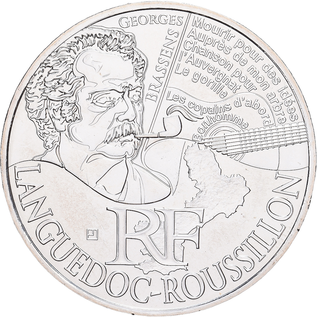 France, 10 Euro, Languedoc-Roussillon, 2012, Paris, Silver, AU