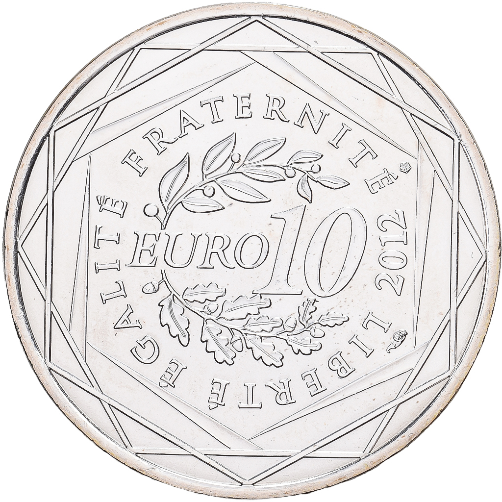 France, 10 Euro, Languedoc-Roussillon, 2012, Paris, Silver, AU