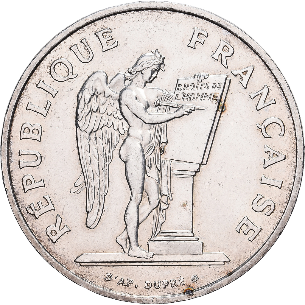 Frankreich, 100 Francs, Droits de l'Homme, 1989, Paris, Silber, VZ, Gadoury:904