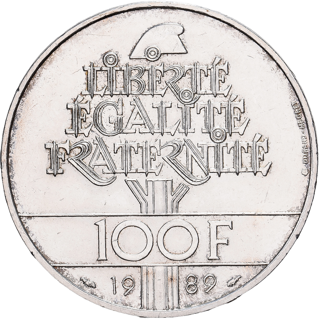 Frankreich, 100 Francs, Droits de l'Homme, 1989, Paris, Silber, VZ, Gadoury:904
