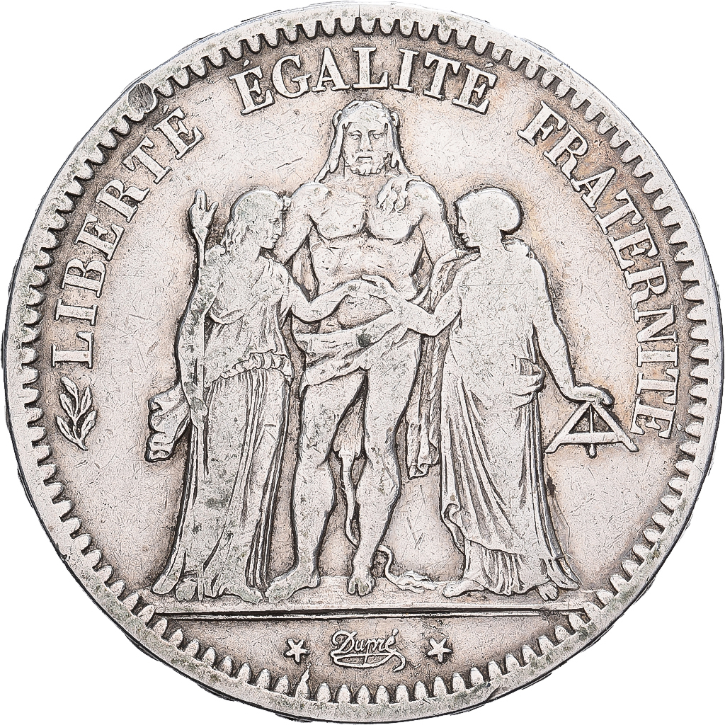 France, 5 Francs, Hercule, 1848, Paris, Silver, VF, Gadoury:683, KM:756.1