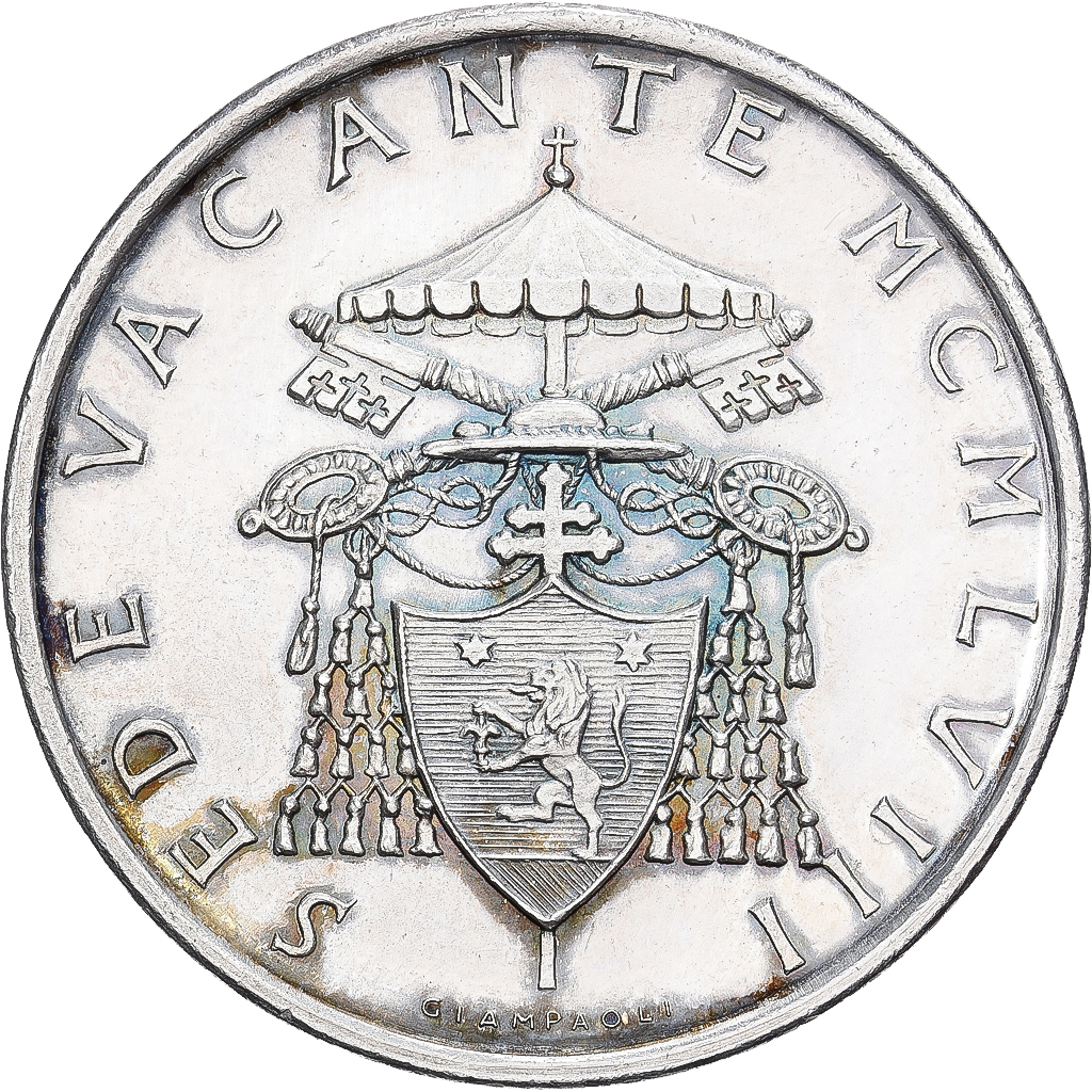 Vatican, Sede Vacante, 500 Lire, 1958, Rome, Silver, AU, KM:57