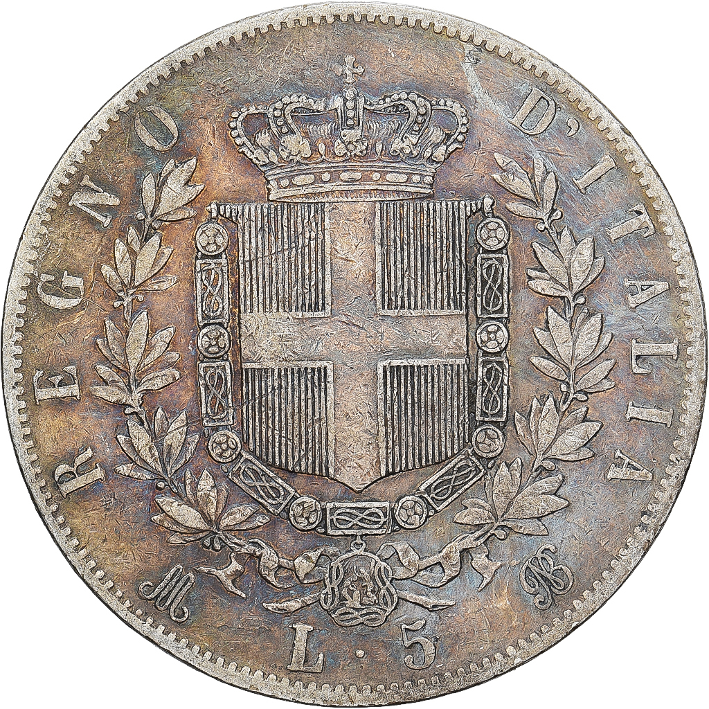 Italy, Vittorio Emanuele II, 5 Lire, 1874, Milan, Silver, VF, KM:8.3