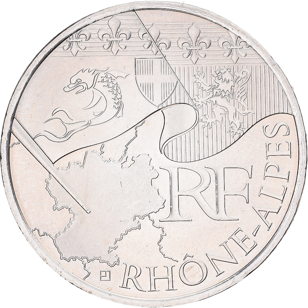 France, 10 Euro, Rhône-Alpes, 2010, Monnaie de Paris, Argent, SUP