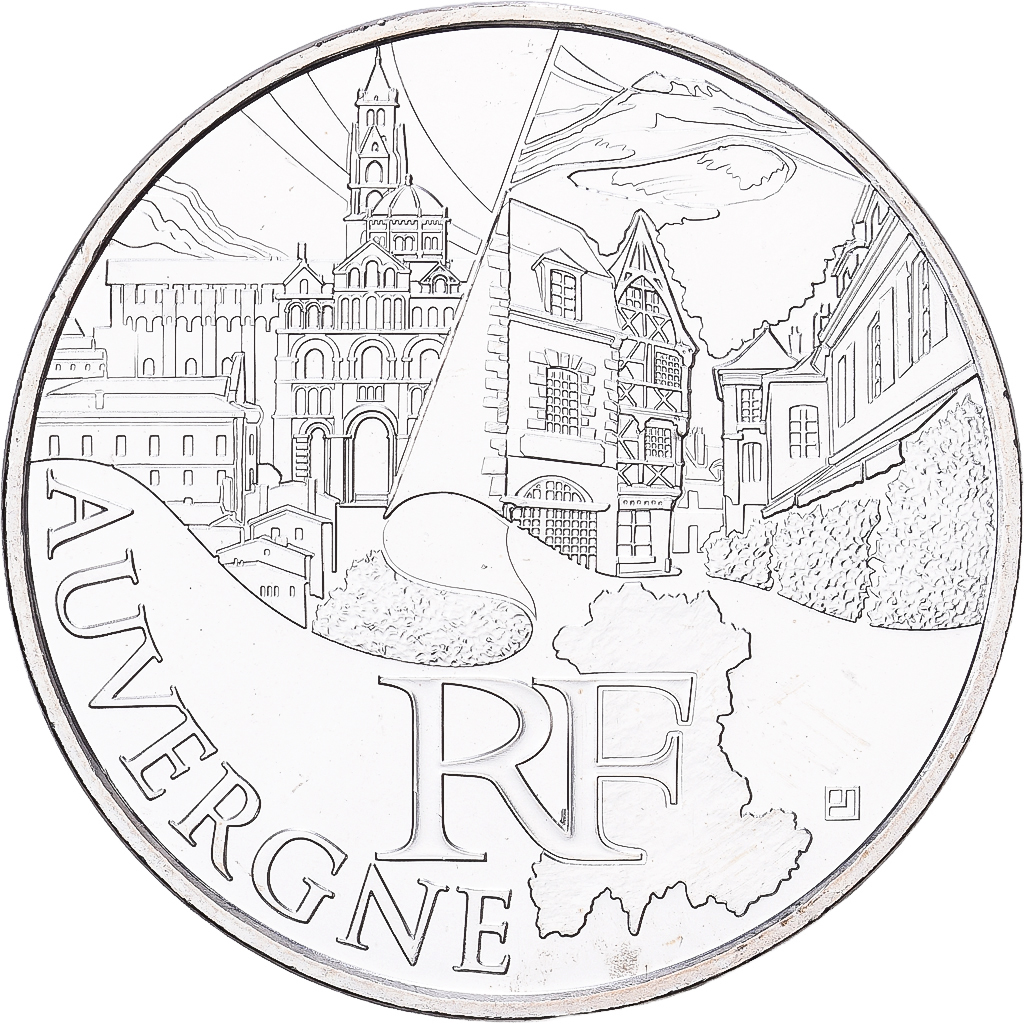 Frankreich, 10 Euro, Auvergne, 2011, Paris, Silber, VZ+, Gadoury:EU450, KM:1728