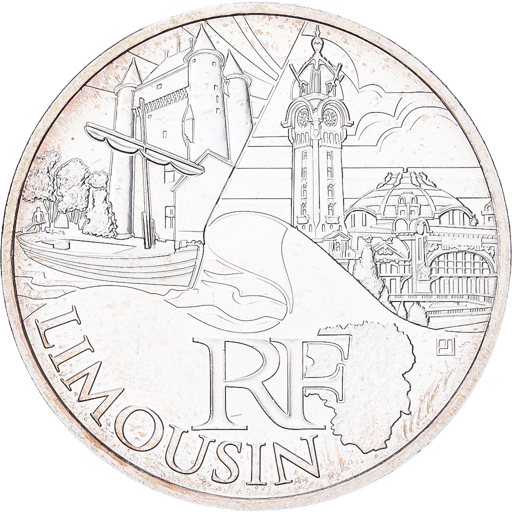 Frankreich, 10 Euro, Limousin, 2011, Paris, Silber, VZ+, Gadoury:EU450, KM:1742