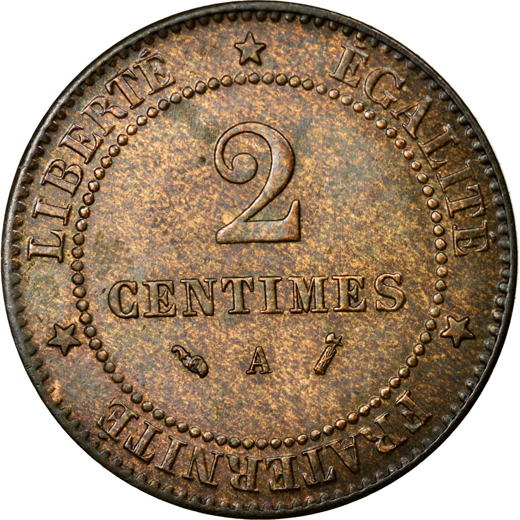 Münze, Frankreich, Cérès, 2 Centimes, 1887, Paris, SS+, Bronze, KM:827.1