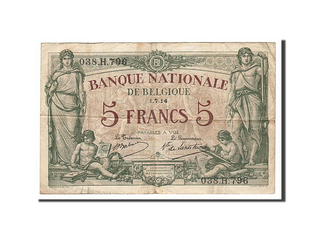 Banknote, Belgium, 5 Francs, 1914, 1914-07-01, EF