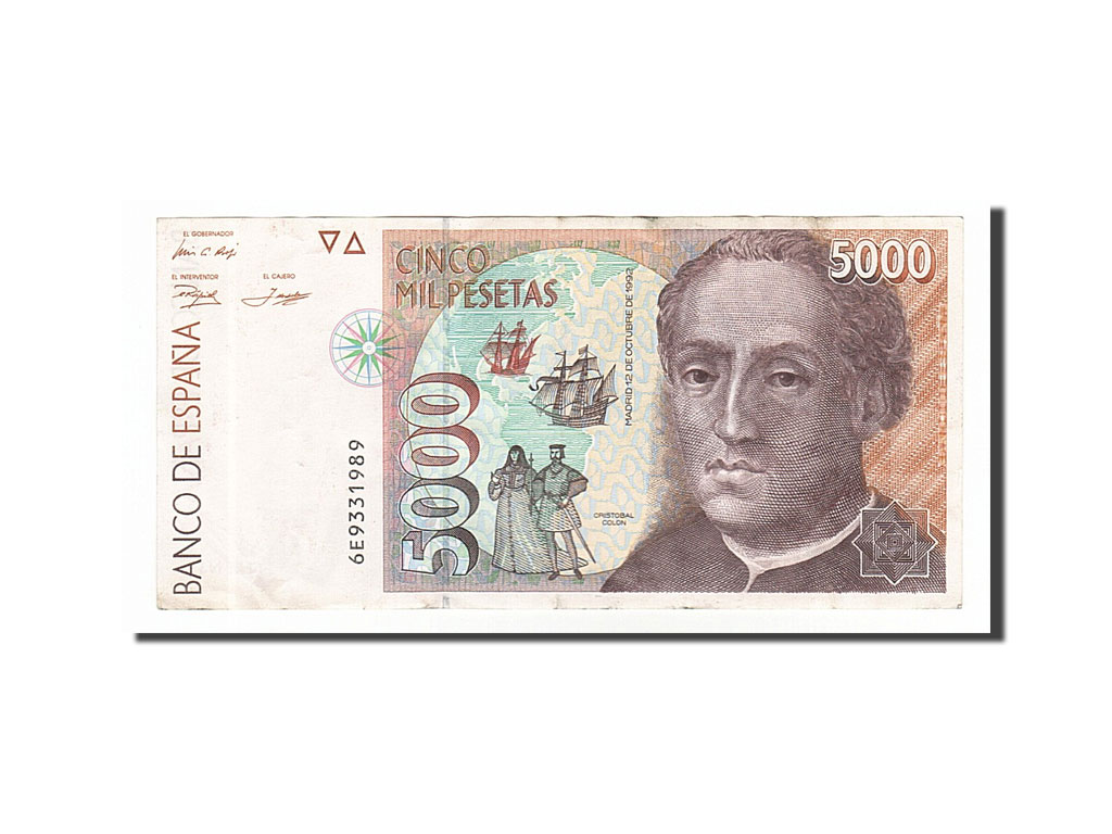 Banknote, Spain, 5000 Pesetas, 1992, 1992-10-12, AU