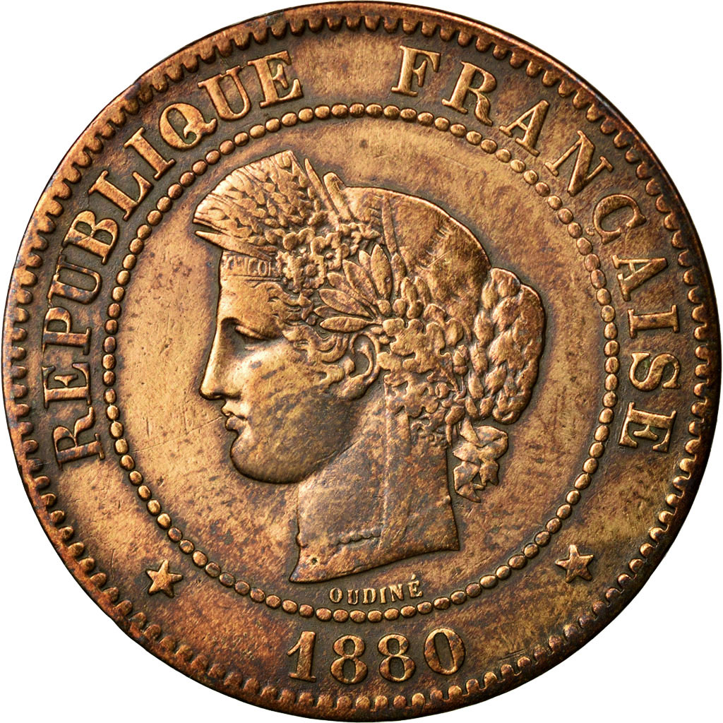 Coin, France, Cérès, 5 Centimes, 1880, Paris, , Bronze, KM:821.1
