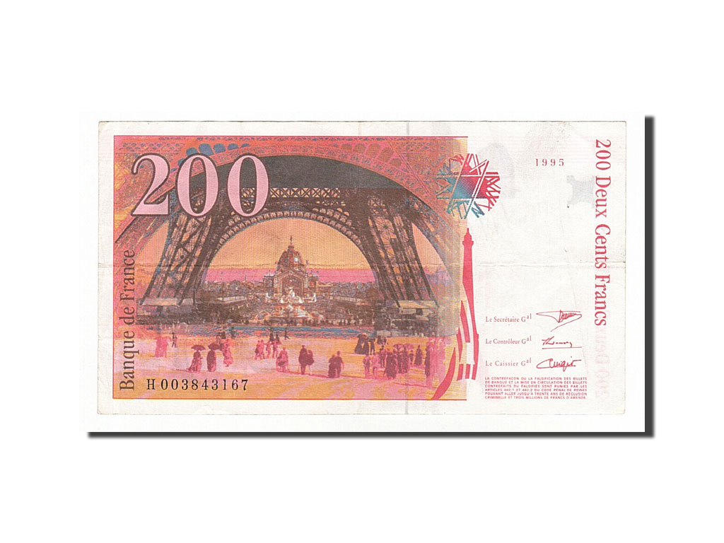 Banknote, France, 200 Francs, 200 F 1995-1999 ''Eiffel'', 1995, VF(20-25)