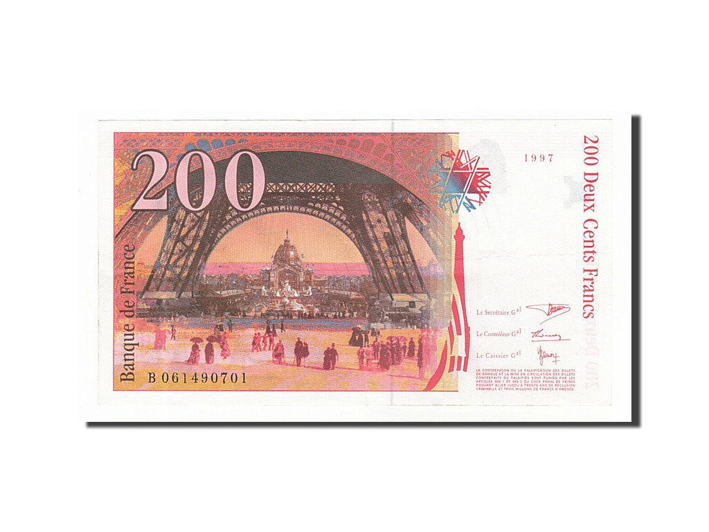 Banknote, France, 200 Francs, 200 F 1995-1999 ''Eiffel'', 1997, AU(50-53)