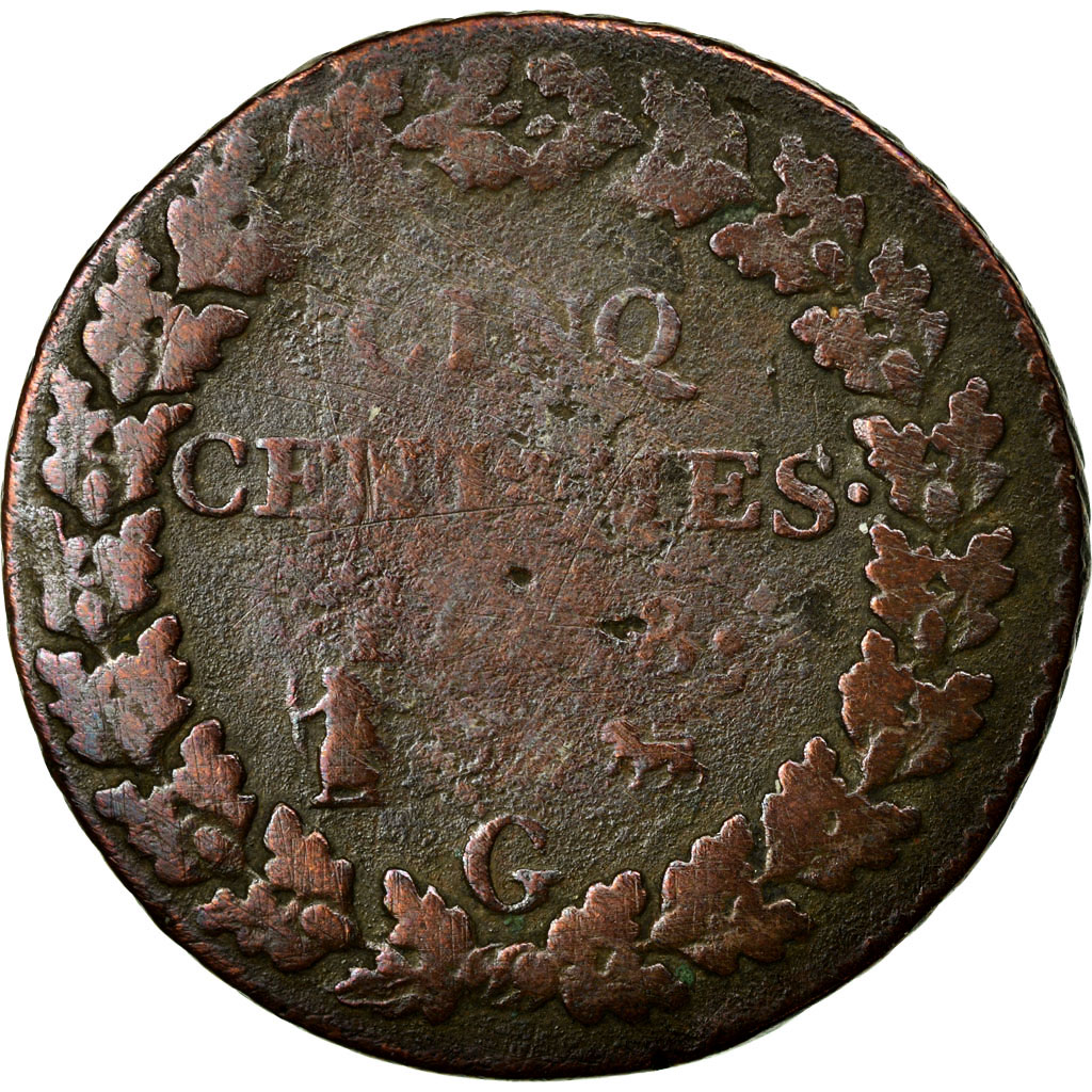 Coin, France, Dupré, 5 Centimes, 1799, Geneva, , Bronze, KM:640.6