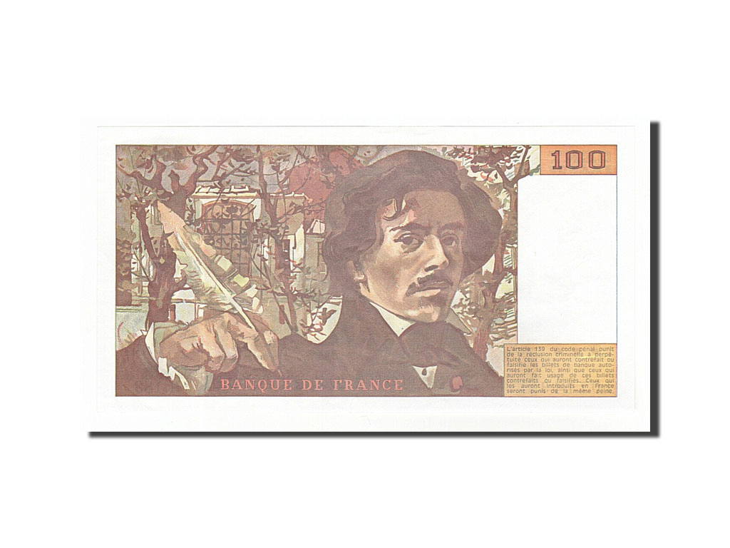 Banknote, France, 100 Francs, 100 F 1978-1995 ''Delacroix'', 1991, AU(55-58)