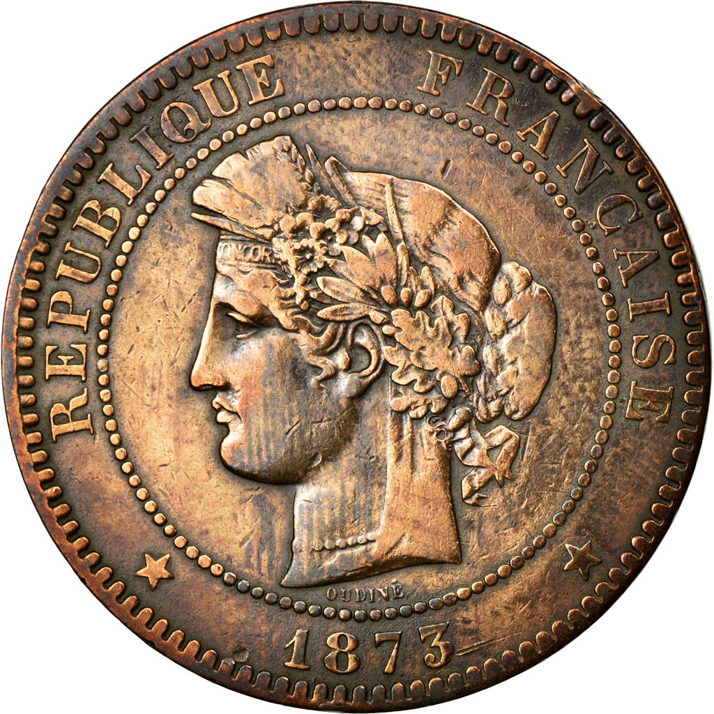 Coin, France, Cérès, 10 Centimes, 1873, Bordeaux, , Bronze, KM:815.2