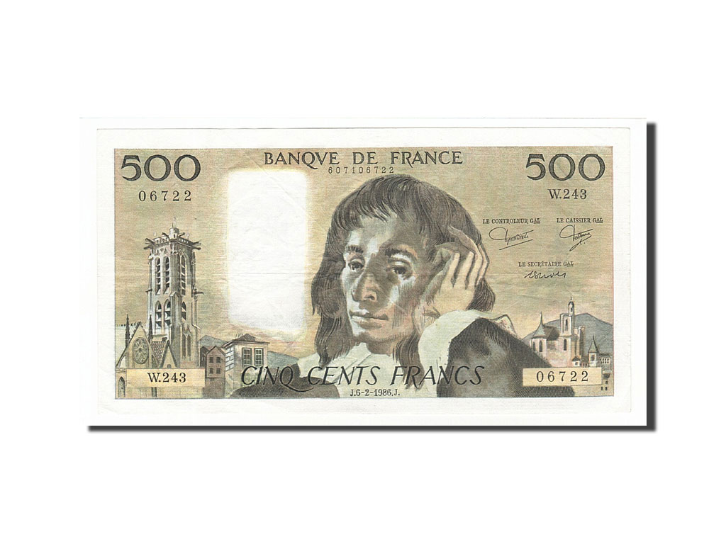 Banknote, France, 500 Francs, 500 F 1968-1993 ''Pascal'', 1986, 1986-02-06