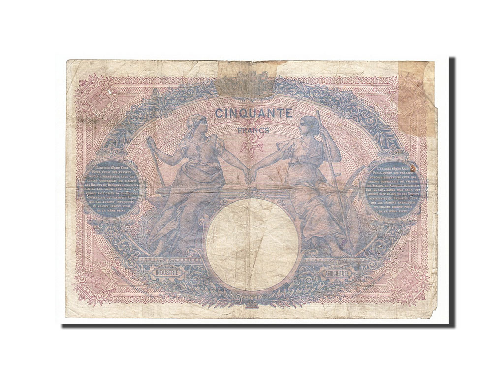 Banknote, France, 50 Francs, 50 F 1889-1927 ''Bleu et Rose'', 1907, 1907-11-13