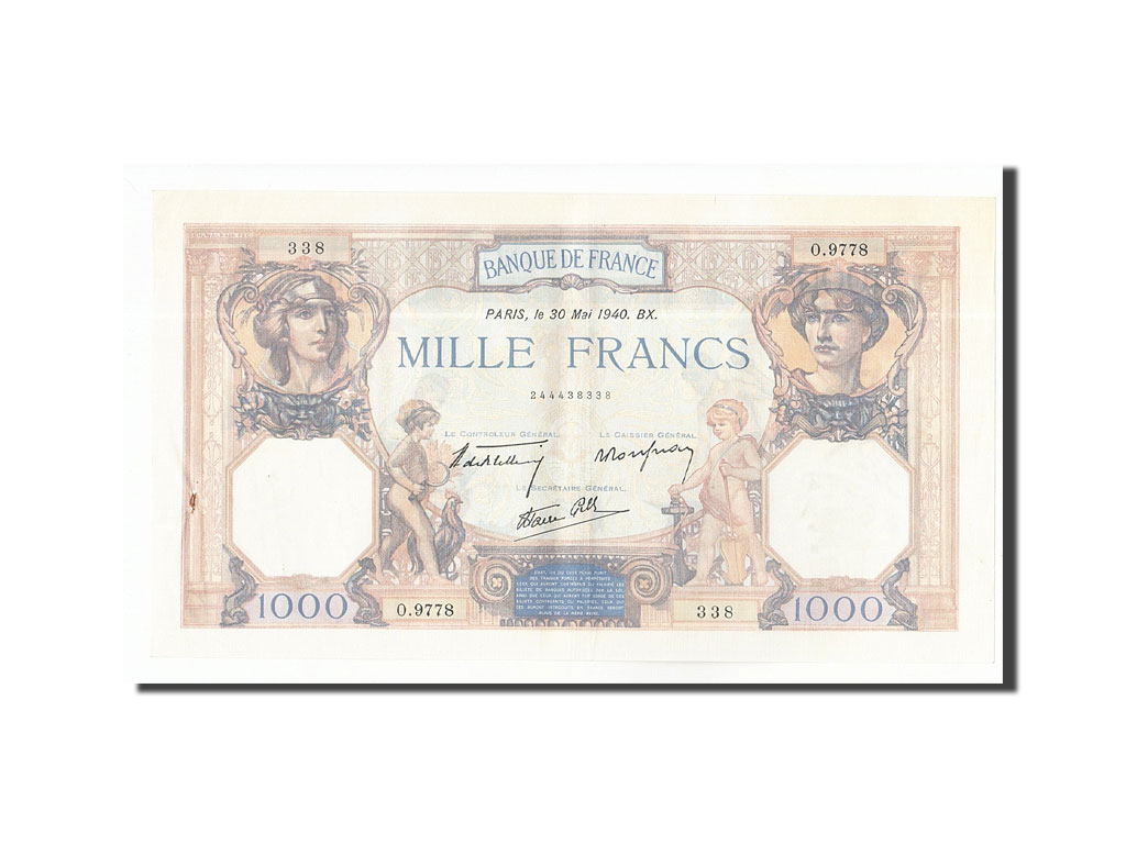 Banknote, France, 1000 Francs, 1940, 1940-05-30, AU(50-53), Fayette:38.48