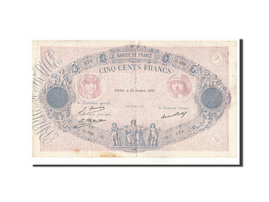 Banknote, France, 500 Francs, 1926, 1926-10-22, VF(30-35), Fayette:30.29, KM:66k