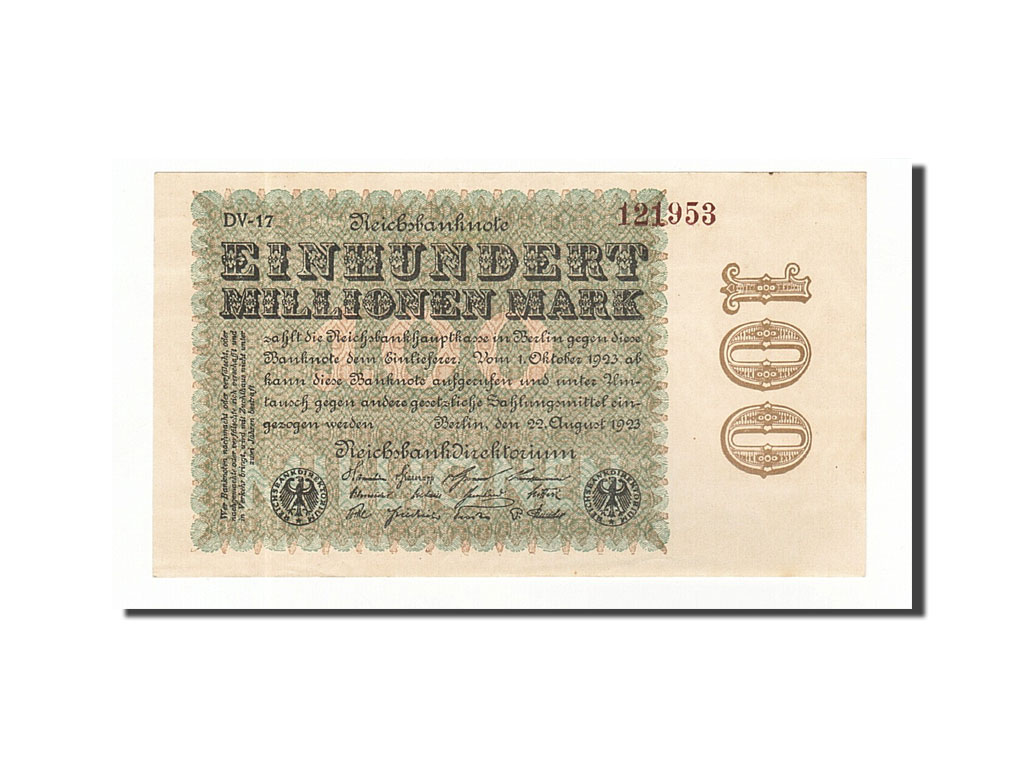 Banknote, Germany, 100 Millionen Mark, 1923, 1923-08-22, KM:107f, UNC(63)
