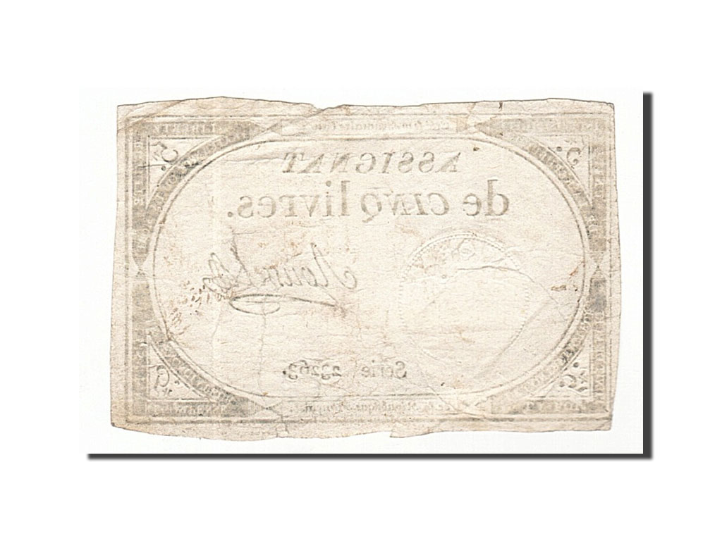 Banknote, France, 5 Livres, 1793, Roussel, 1793-10-31, VF(30-35), KM:A76