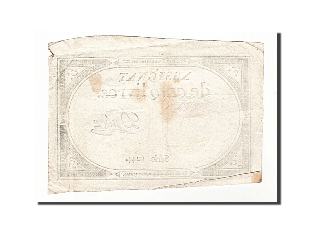 Banknote, France, 5 Livres, 1793, Dubosc, 1793-10-31, EF(40-45), KM:A76