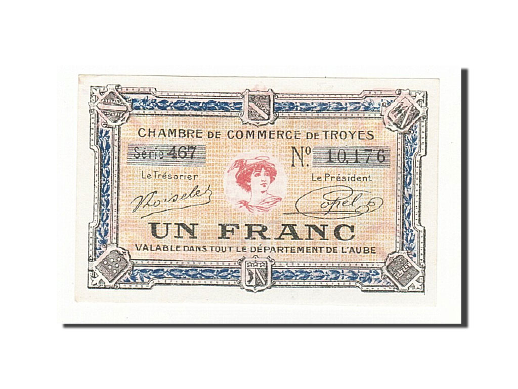 Banknote, Pirot:124-14, 1 Franc, France, UNC(63), Troyes