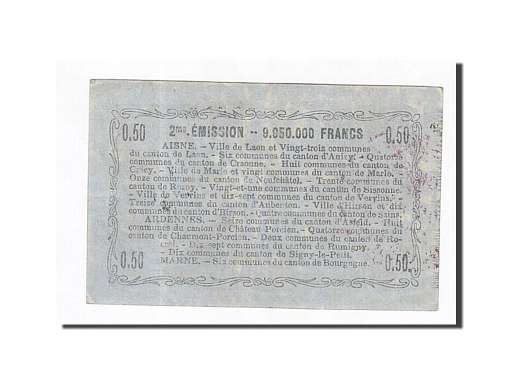 Banknote, Pirot:02-1308, 50 Centimes, 1916, France, AU(50-53), Laon