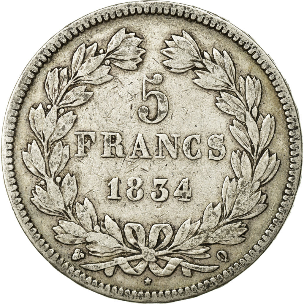 Coin, France, Louis-Philippe, 5 Francs, 1834, Perpignan, , Silver