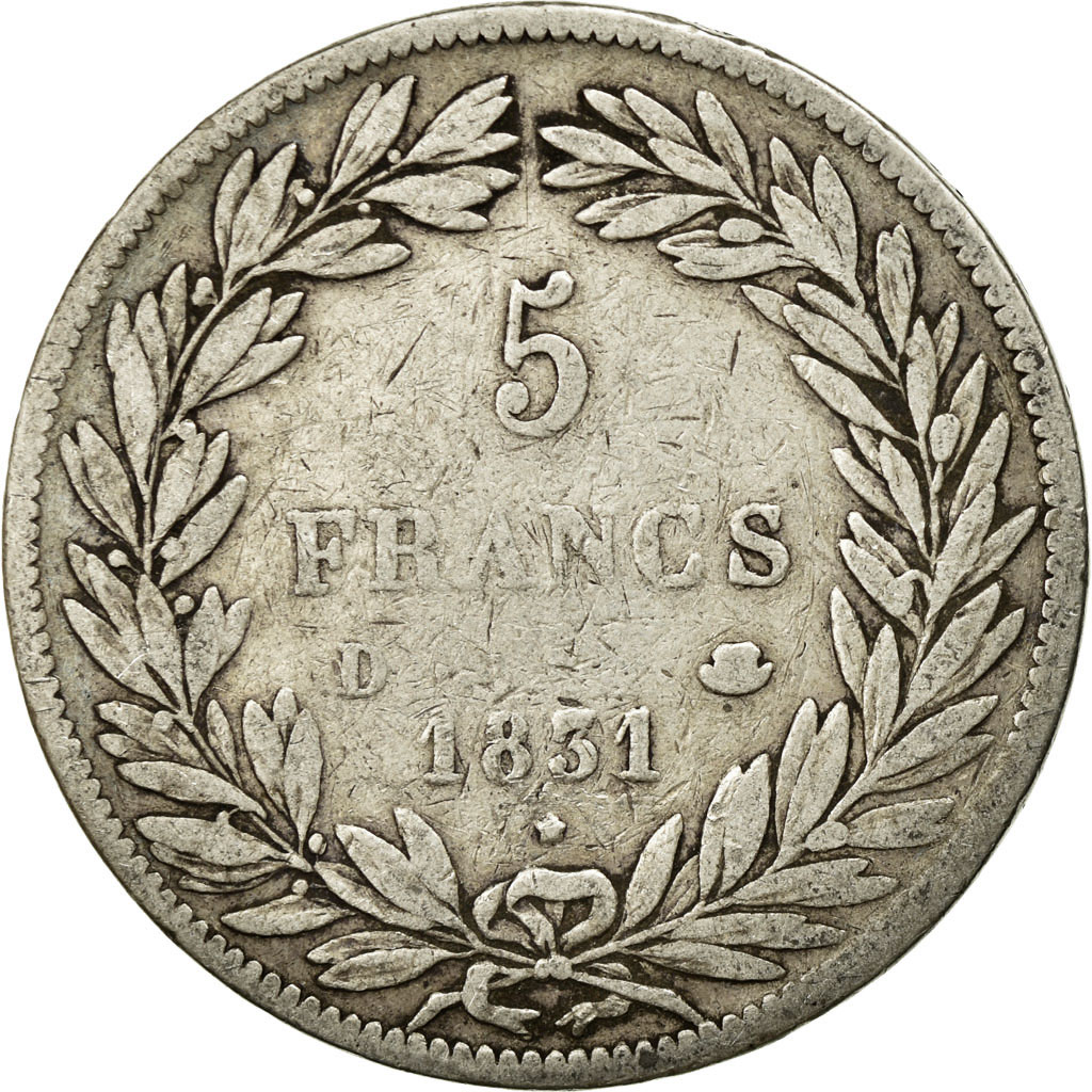 Coin, France, Louis-Philippe, 5 Francs, 1831, Lyon, , Silver, KM:735.4