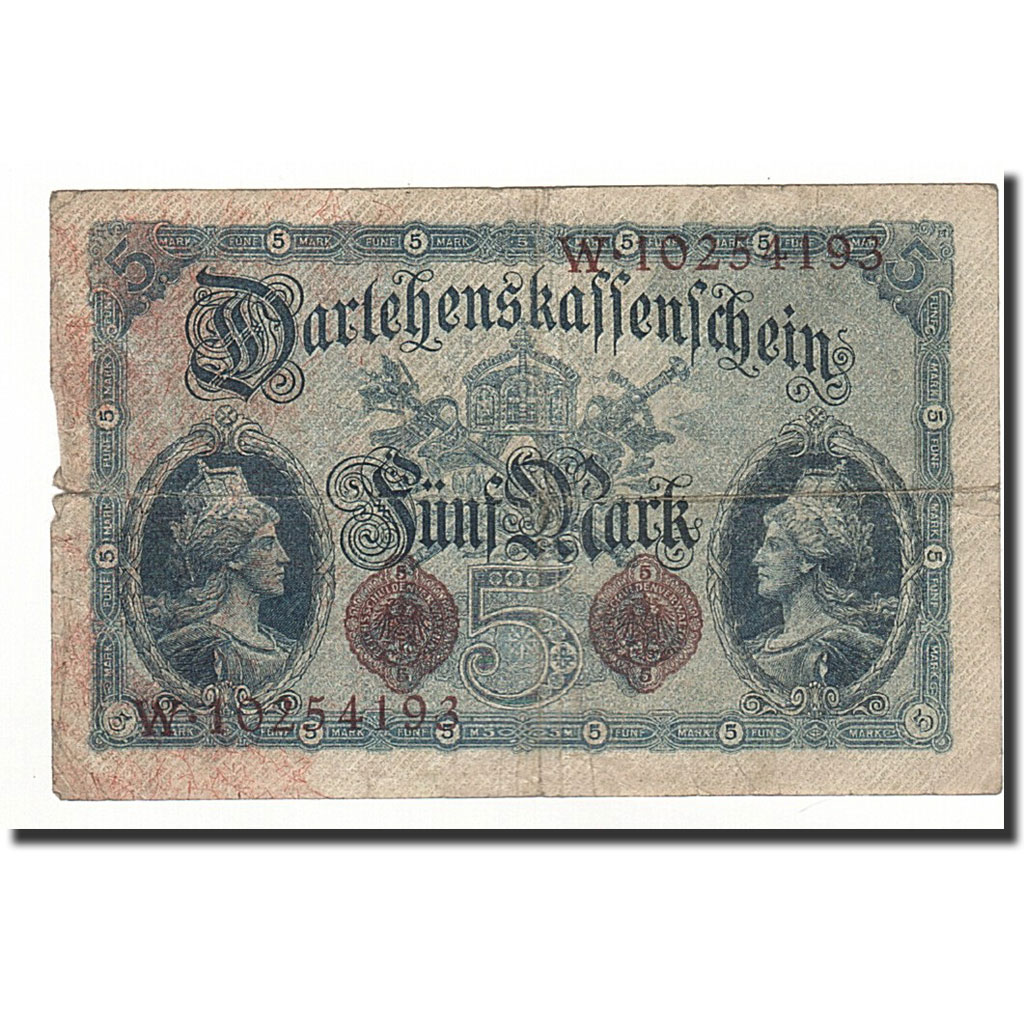 Banknote, Germany, 5 Mark, 1914-08-05, KM:47c, F(12-15)