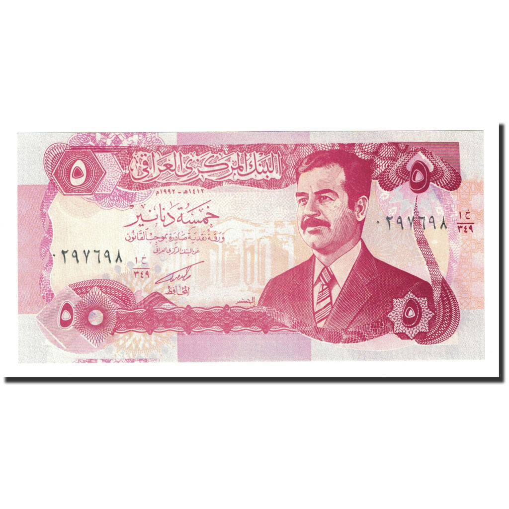 Billete, 5 Dinars, 1992, Iraq, KM:80a, UNC