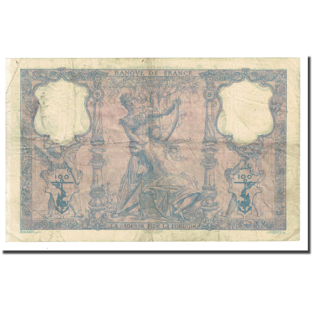 France, 100 Francs, Bleu et Rose, 1899-08-18, EF(40-45), Fayette:21.12, KM:65b