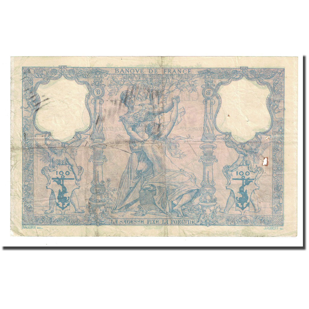 France, 100 Francs, Bleu et Rose, 1900-10-26, VF(30-35), Fayette:21.13, KM:65c