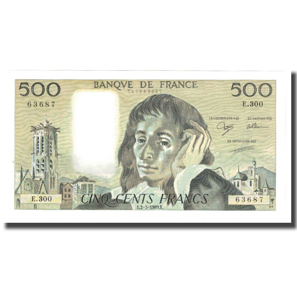 France, 500 Francs, Pascal, 1989, BRUNEEL, BONARDIN, VIGIER, 1989-03-02