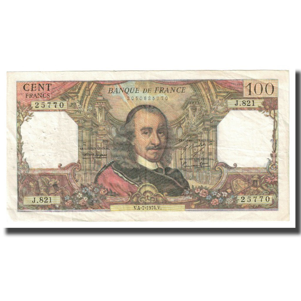 France, 100 Francs, Corneille, 1974, R.Tondu-G.Bouchet-H.Morant, 1974-07-04