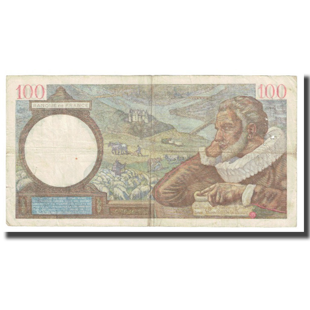 France, 100 Francs, Sully, 1942, P. Rousseau and R. Favre-Gilly, 1942-01-08