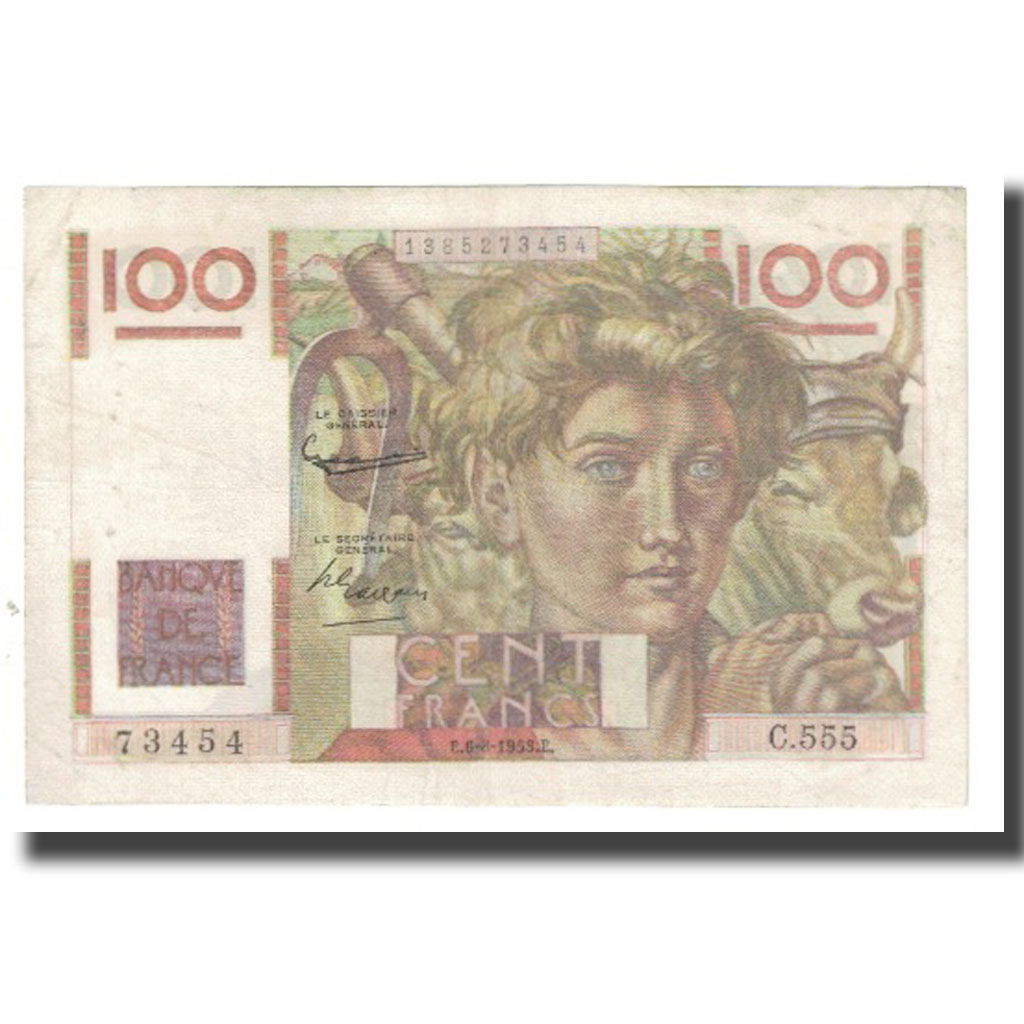 France, 100 Francs, Jeune Paysan, 1953, D AMBRIERES, GARGAM, 1953-08-06
