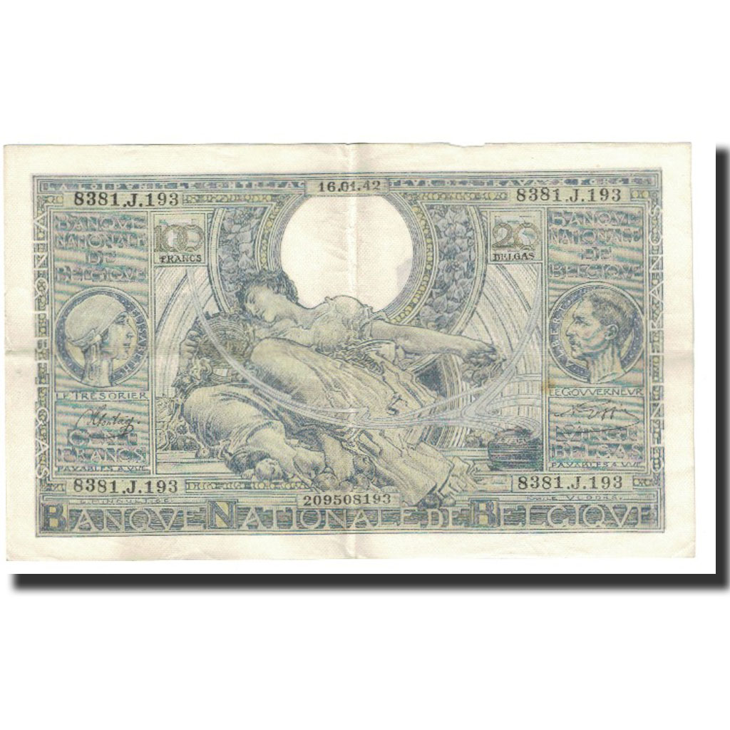 Banknote, Belgium, 100 Francs-20 Belgas, 1942, 1942-01-16, KM:107, EF(40-45)