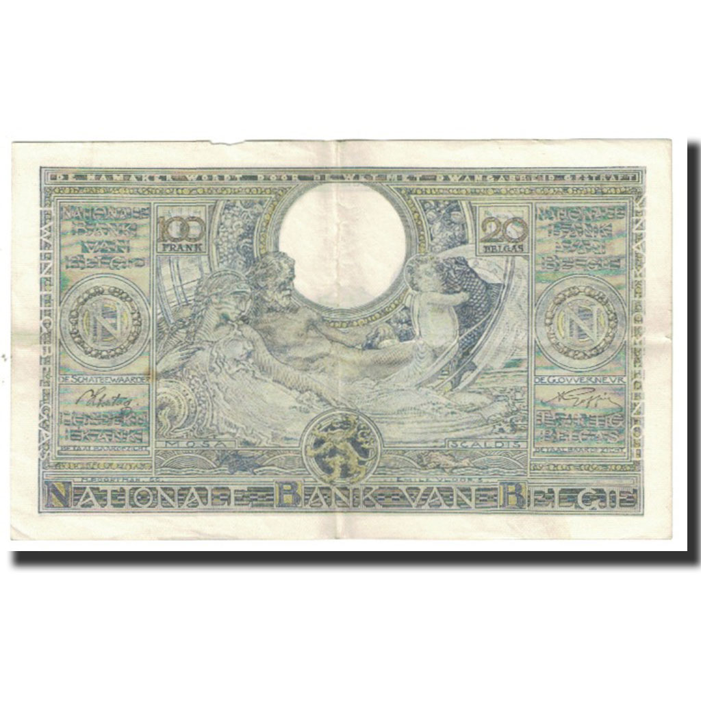 Banknote, Belgium, 100 Francs-20 Belgas, 1942, 1942-01-16, KM:107, EF(40-45)