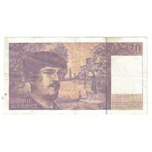 France, 20 Francs, Debussy, 1997, G.053, EF(40-45), Fayette:66ter.2, KM:151i