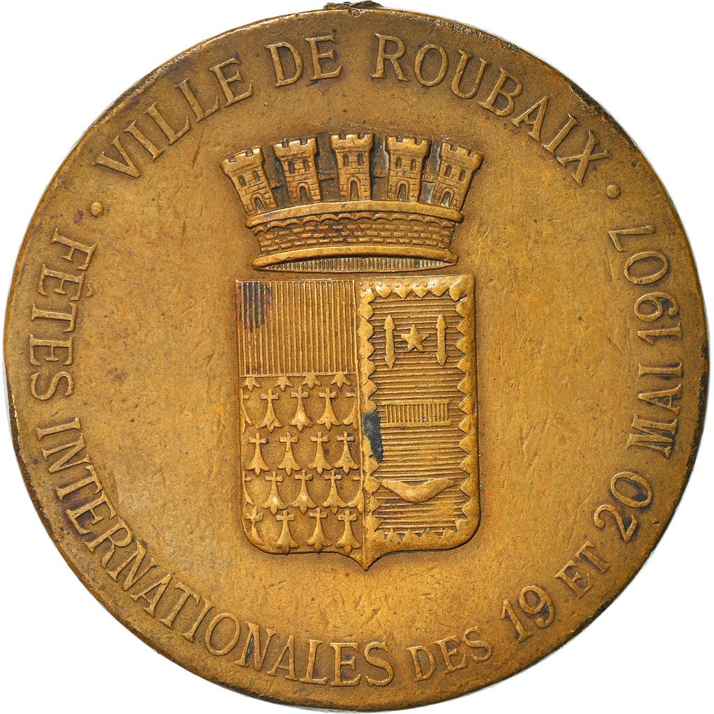 France, Medal, Ville de Roubaix, Fêtes Internationales, 1907, Rasumny
