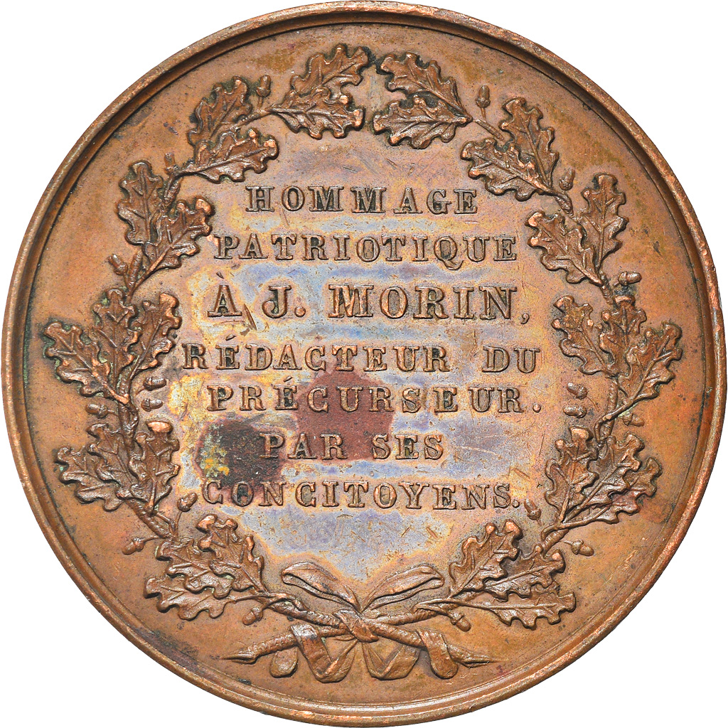 France, Medal, Hommage patriotique à J. Morin, History, 1830, Dantzell