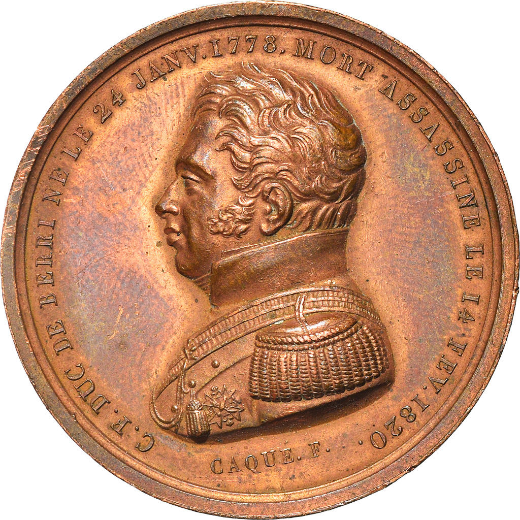 Frankrijk, Medaille, Louis XVIII, Mort du Duc de Berry, History, 1820, Caqué