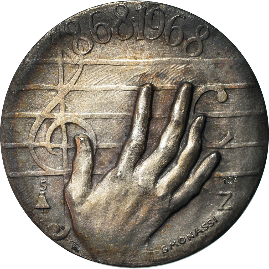 Italy, Medal, Rossini, Centenarion della Morte, Musique, 1968, Monassi, 