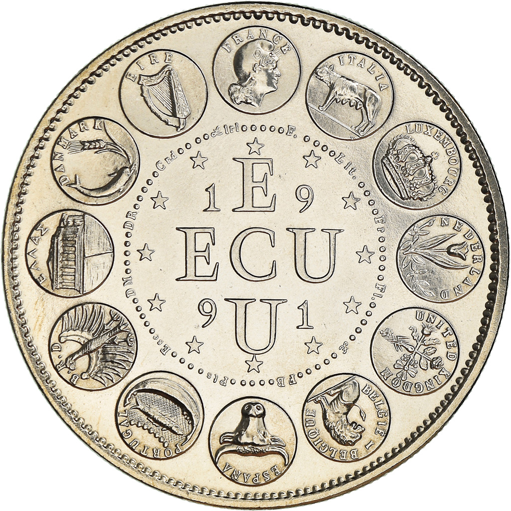 France, Medal, Ecu Europa, Marianne, Politics, 1991, Rodier, 