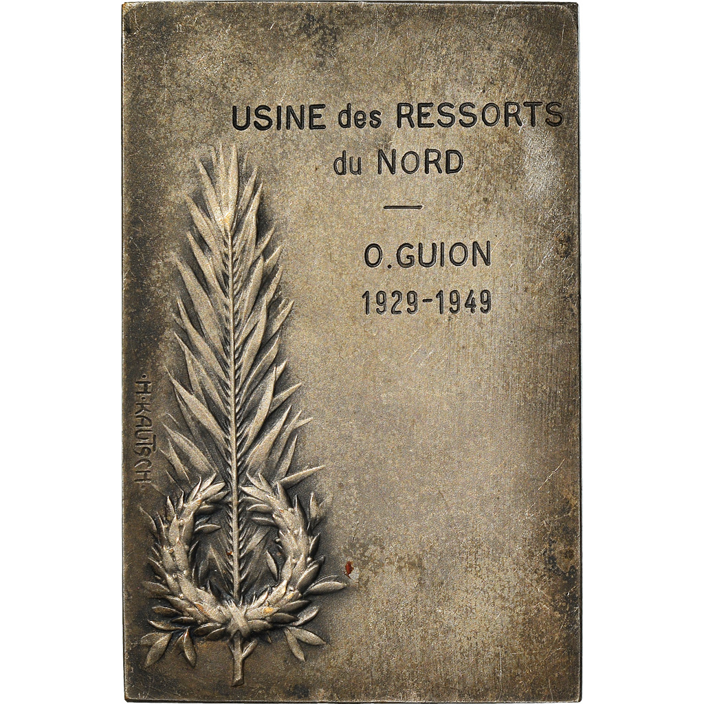 France, Medal, Art Nouveau, Usine des Ressorts du Nord, 1949, H. Kautsch